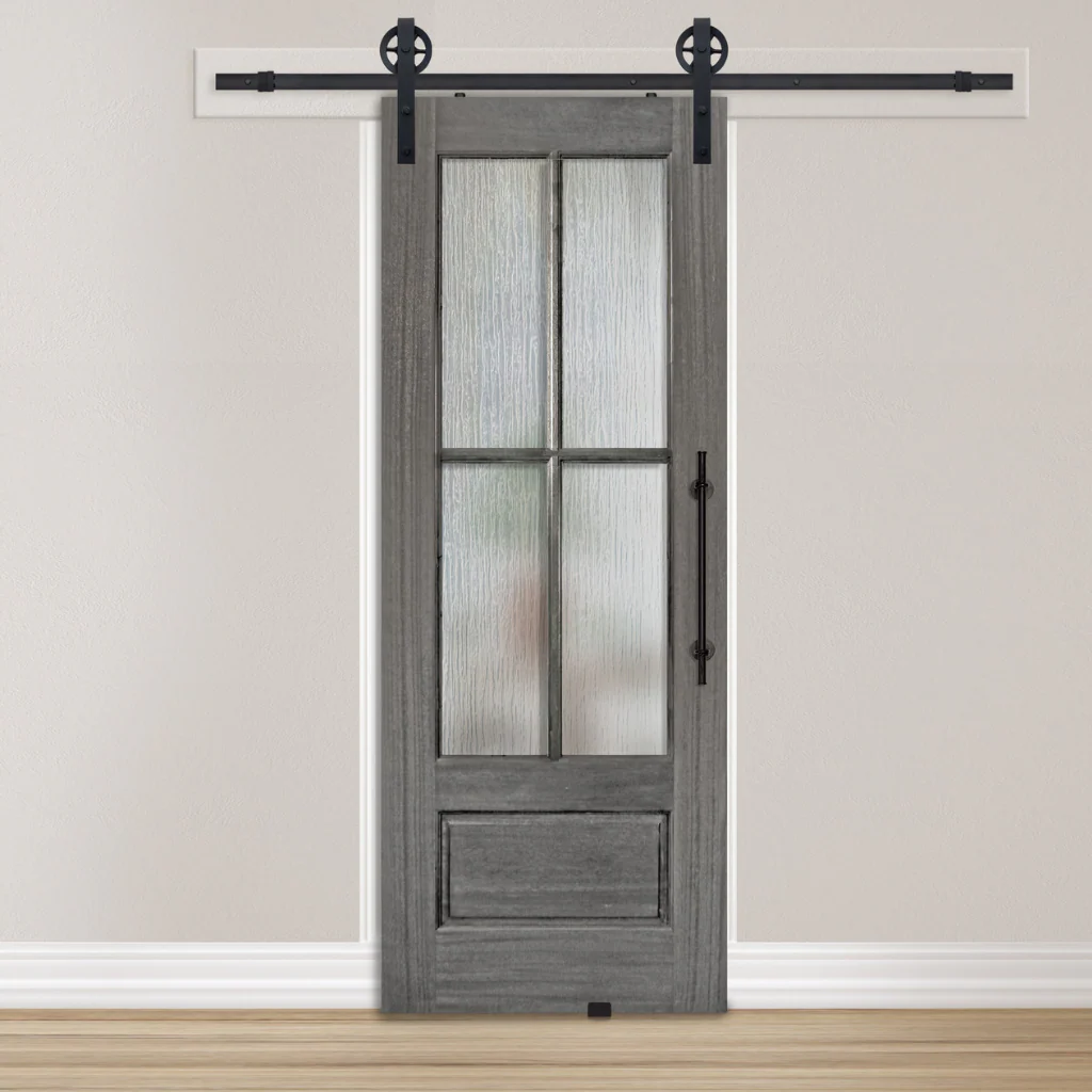 BarnCraft French Mahogany Barn Door - 4 Lites - Image 6
