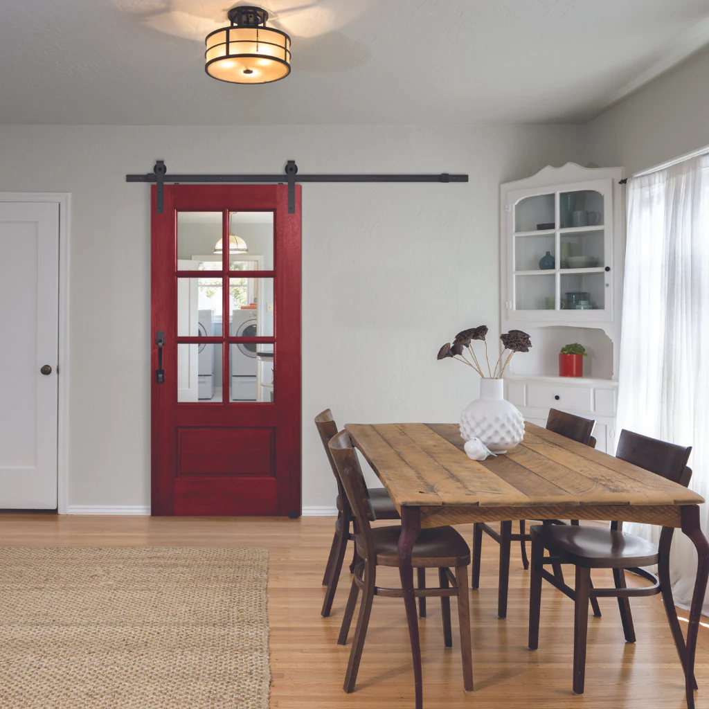 BarnCraft French Mahogany Barn Door - 6 Lites - Image 2