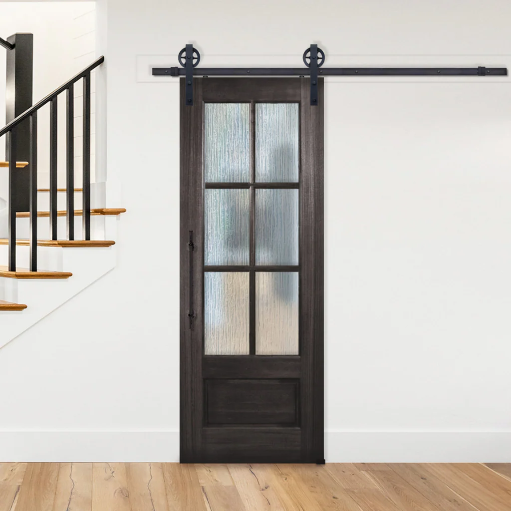 BarnCraft French Mahogany Barn Door - 6 Lites - Image 8