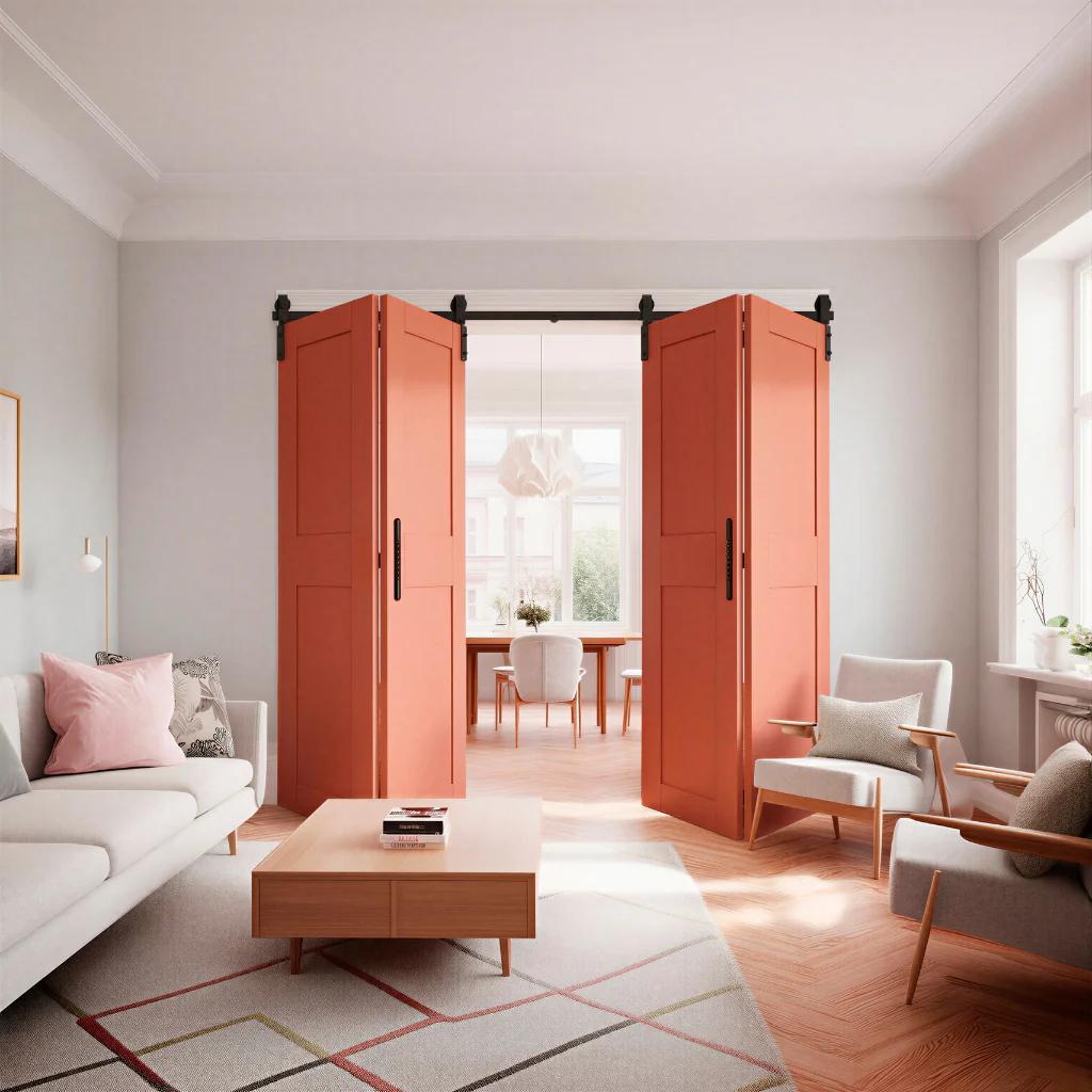 Front Mount Double Bifold Barn Door Hardware Kit - Image 3
